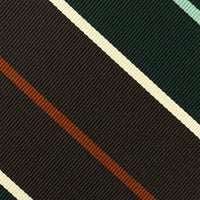 Japanese Repp Stripe Silk Tie - Forest / Brown / Orange / Cream