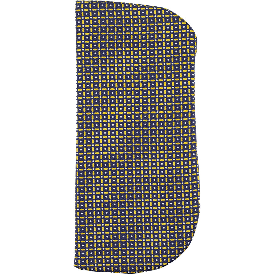 Geometrical Printed Silk Glasses Case - Navy / Yellow