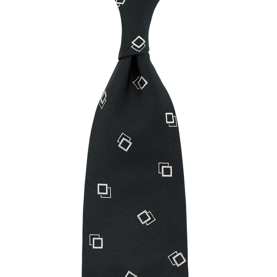 Geometrical Jacquard Silk Tie - Black