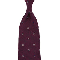 Floral Fina Grenadine Silk Tie - Wine Mottled - Hand-Rolled