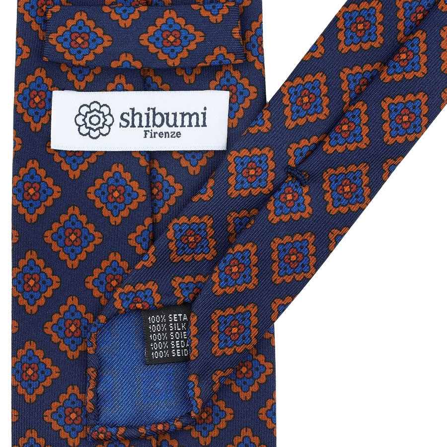 Ancient Madder Silk Tie - Navy - Hand-Rolled