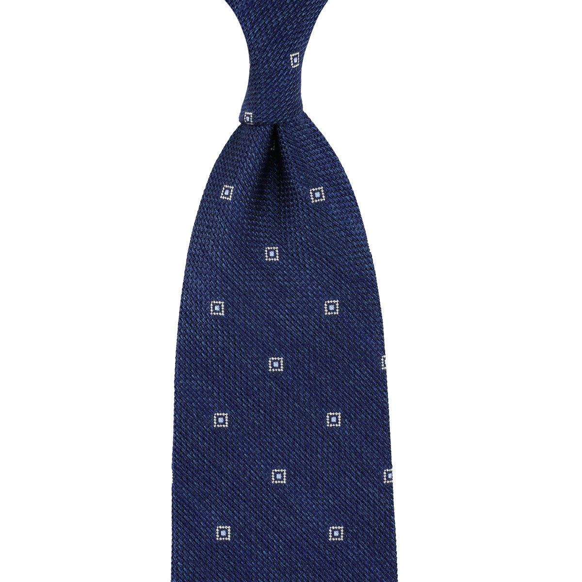 Floral Fina Grenadine Silk Tie - Navy Mottled - Hand-Rolled