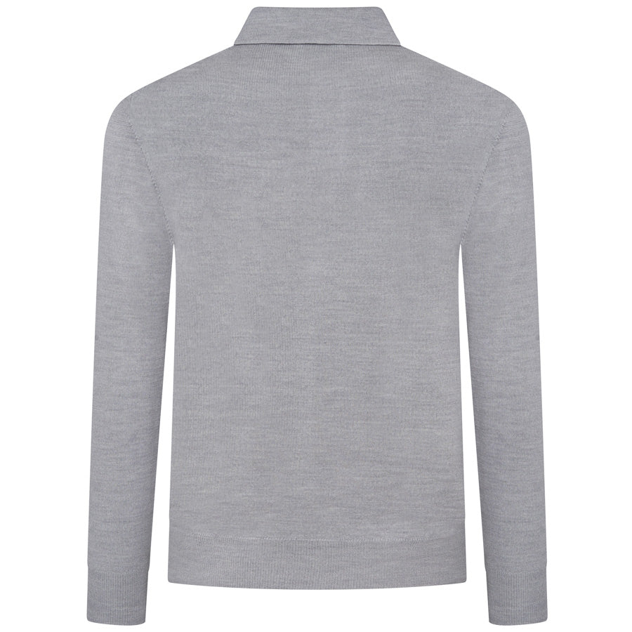 Merino Wool Knitted Polo - Light Grey