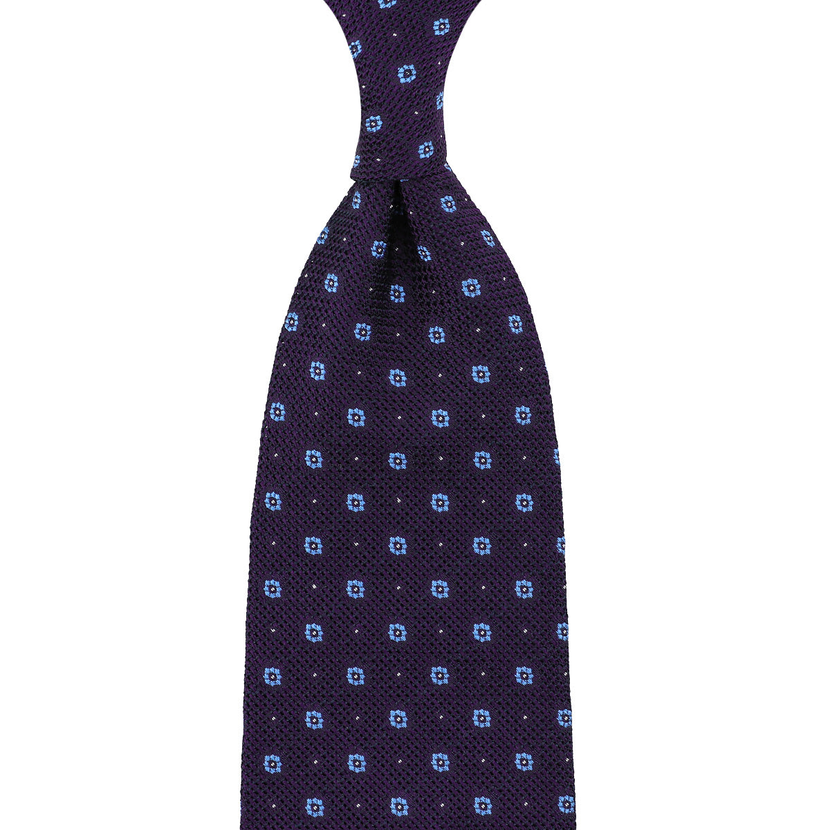 Floral Fina Grenadine Silk Tie - Eggplant - Hand-Rolled