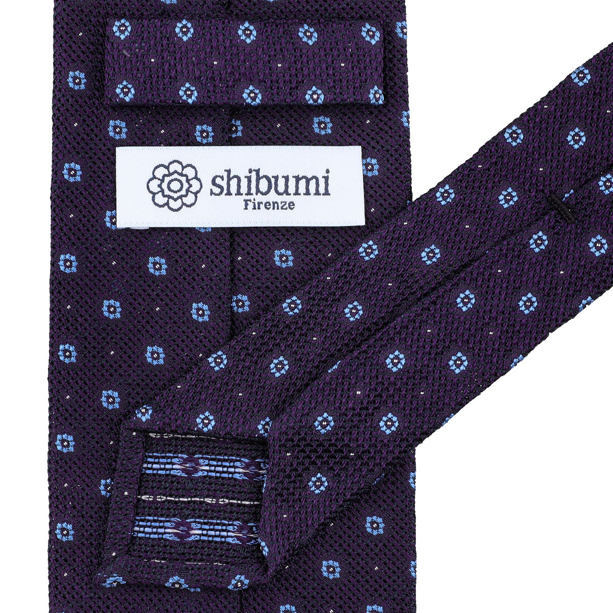 Floral Fina Grenadine Silk Tie - Eggplant - Hand-Rolled