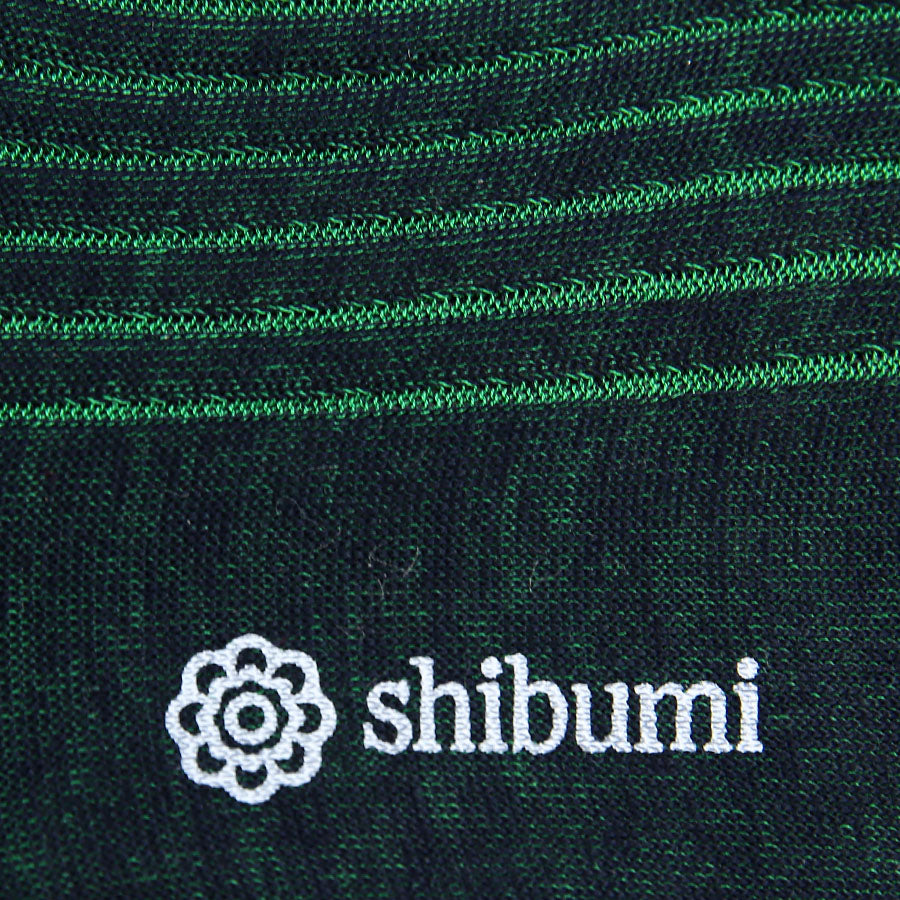 Knee Socks - Shadow Stripes - Navy / Green - Pure Cotton