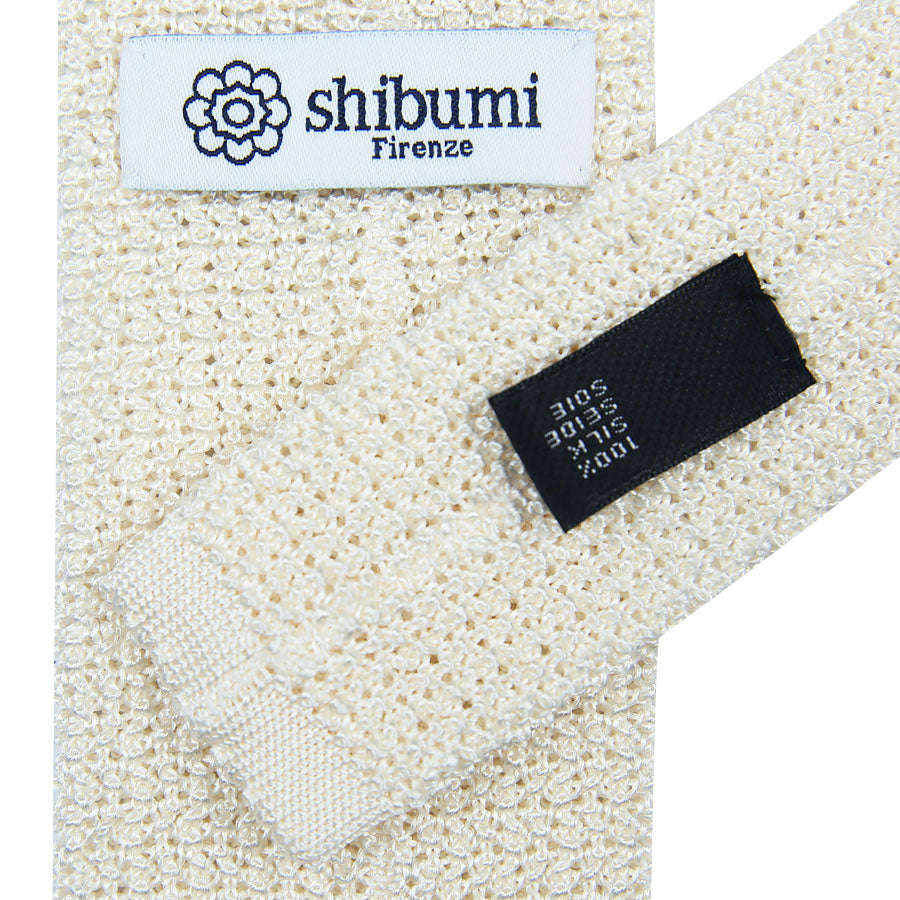 Crunchy Silk Knit Tie - White