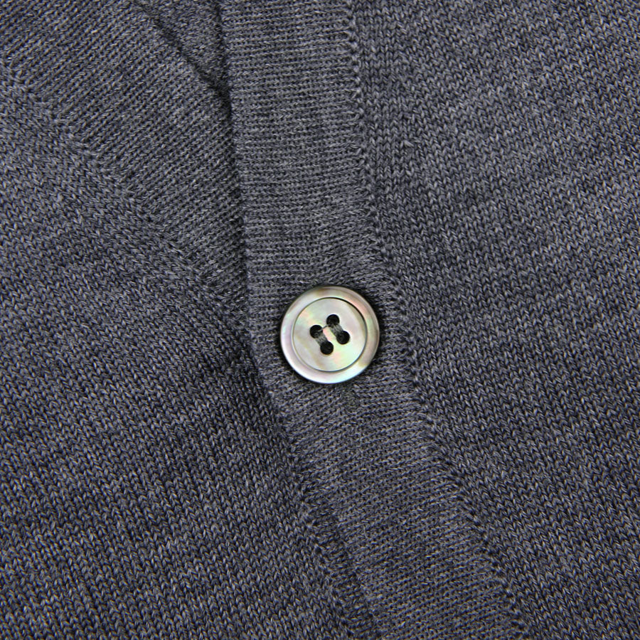 Merino Wool Sleeveless Cardigan - Mid Grey