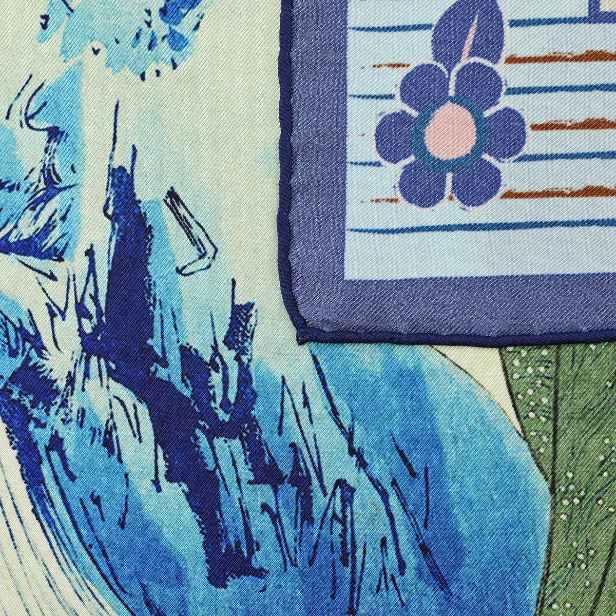 Ukiyo-e Silk Pocket Square - Kirifuri - 40x40cm