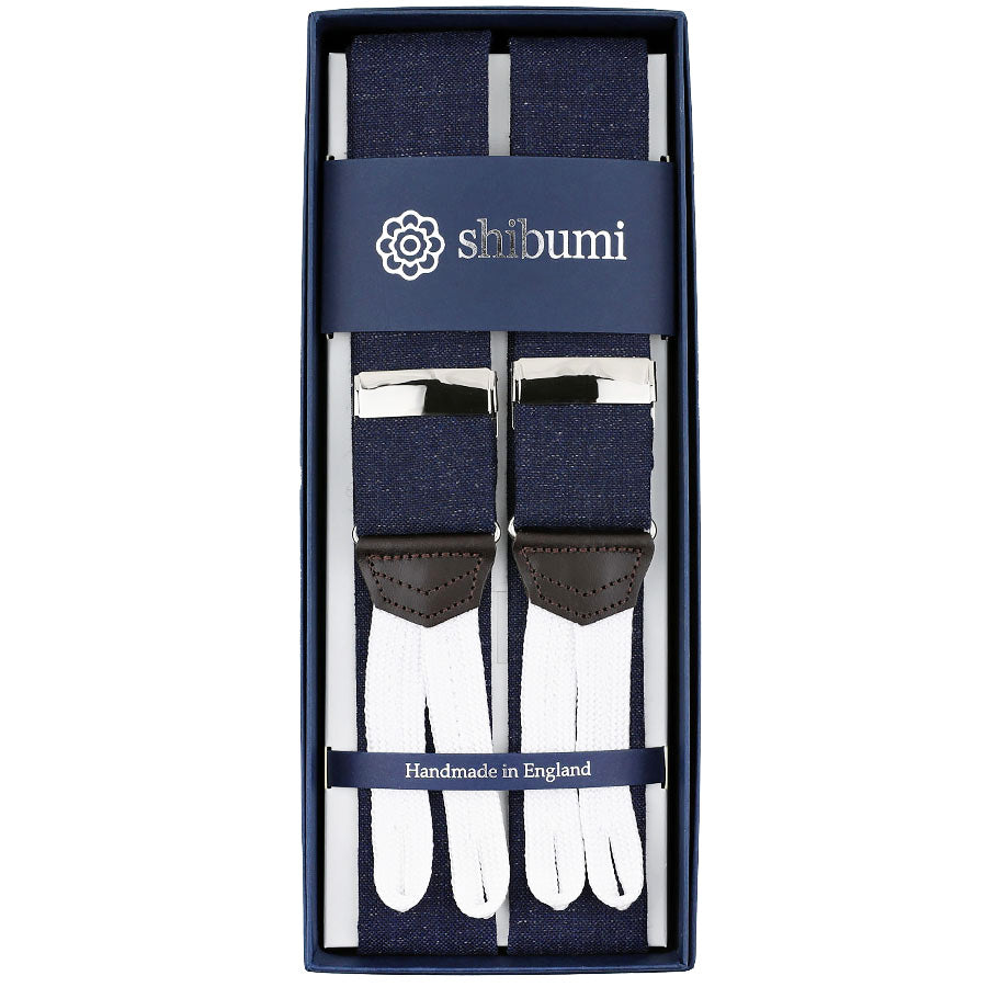 Maison Hellard Fresco Linen Braces -  Navy