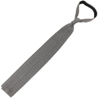 Zigzag Silk Knit Tie - Grey