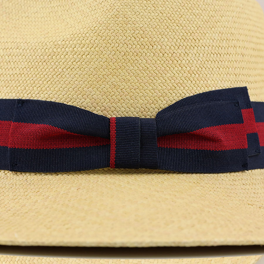 Panama Hat - Sand - Navy / Burgundy Ribbon - Llano