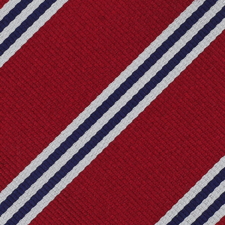 Bespoke Repp Stripe Silk Tie - Cherry / White / Navy