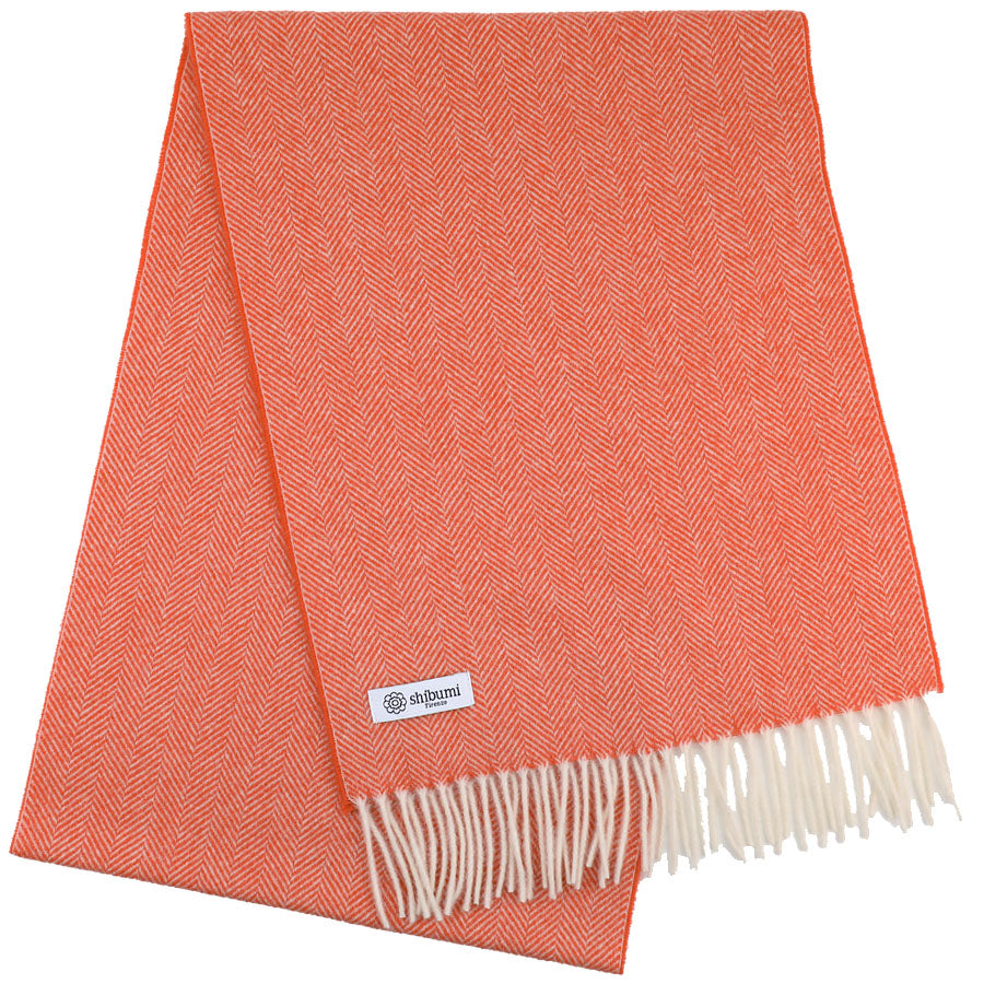 Cashmere Herringbone Scarf - Orange