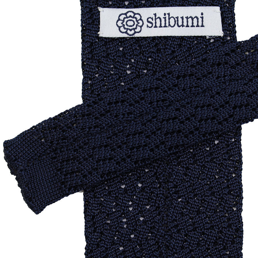 Zigzag Silk Knit Tie - Midnight