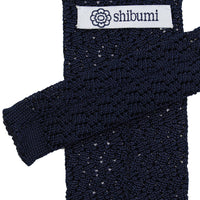 Zigzag Silk Knit Tie - Midnight