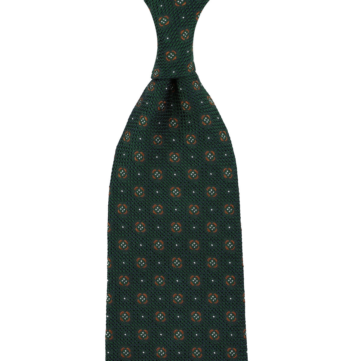 Floral Fina Grenadine Silk Tie - Forest - Hand-Rolled