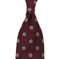 Shibumi-Flower Jacquard Silk Tie - Burgundy - Hand-Rolled
