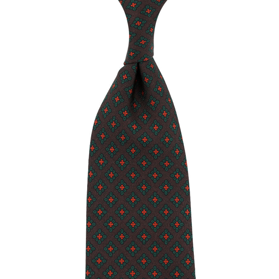 Ancient Madder Silk Tie - Brown - Hand-Rolled