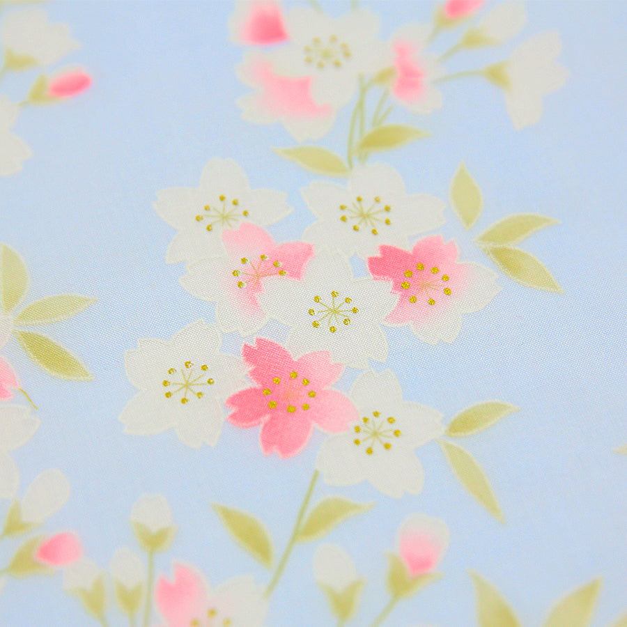Kimono Motif Cotton Handkerchief - Sky Blue