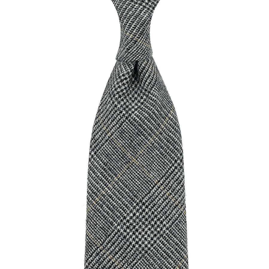 Glencheck Wool Tie - Grey - Hand-Rolled