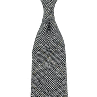 Glencheck Wool Tie - Grey - Hand-Rolled