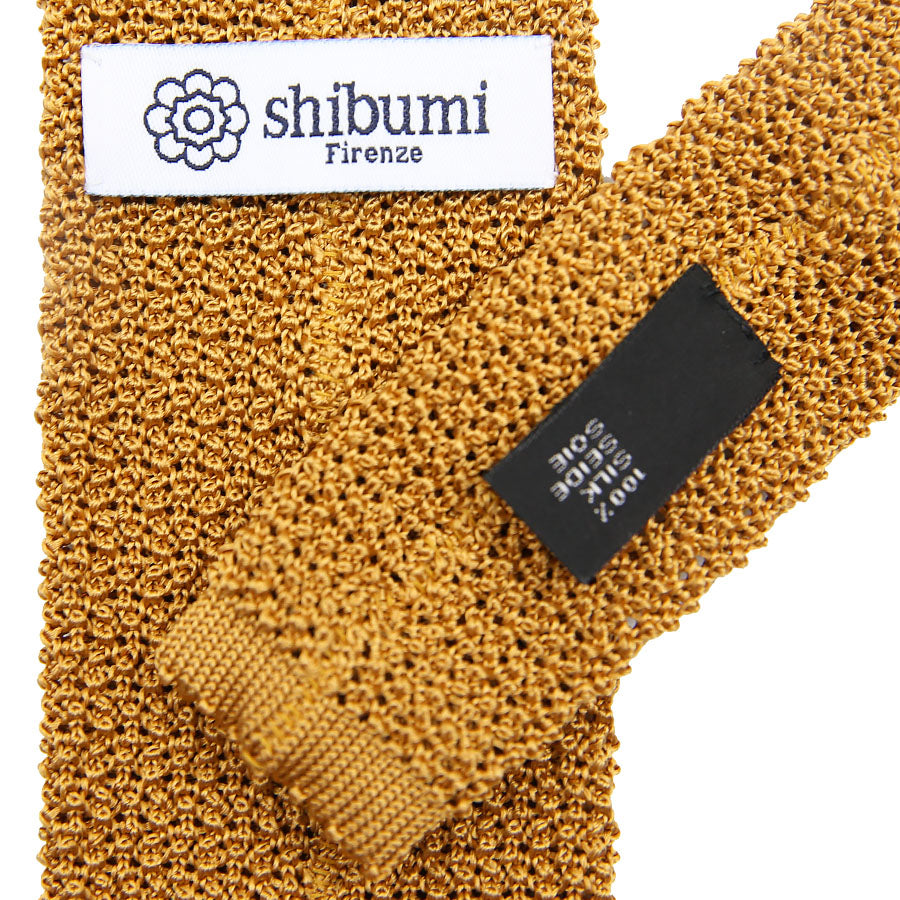 Crunchy Silk Knit Tie - Mustard
