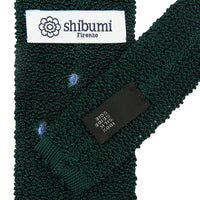 Crunchy Silk Knit Tie - Forest / Blue Dots