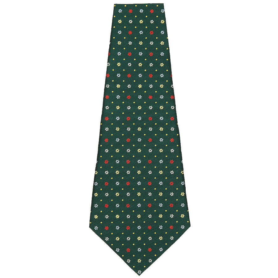 Floral Printed Silk Bespoke Tie - Forest Green