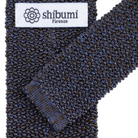 Crunchy Silk Knit Tie - Blue / Brown Mottled