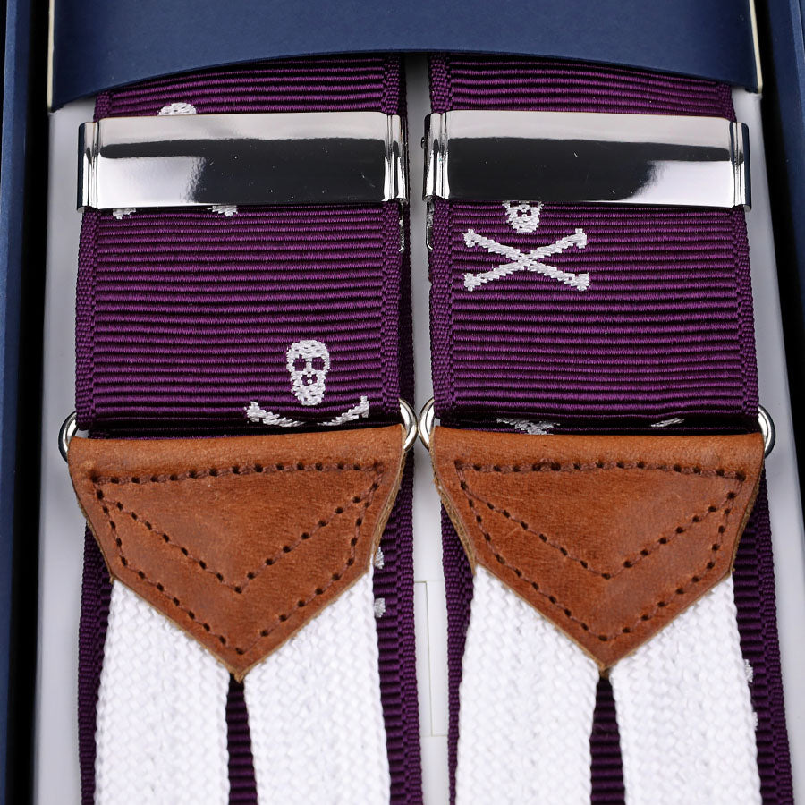 Skull Barathea Braces - Purple
