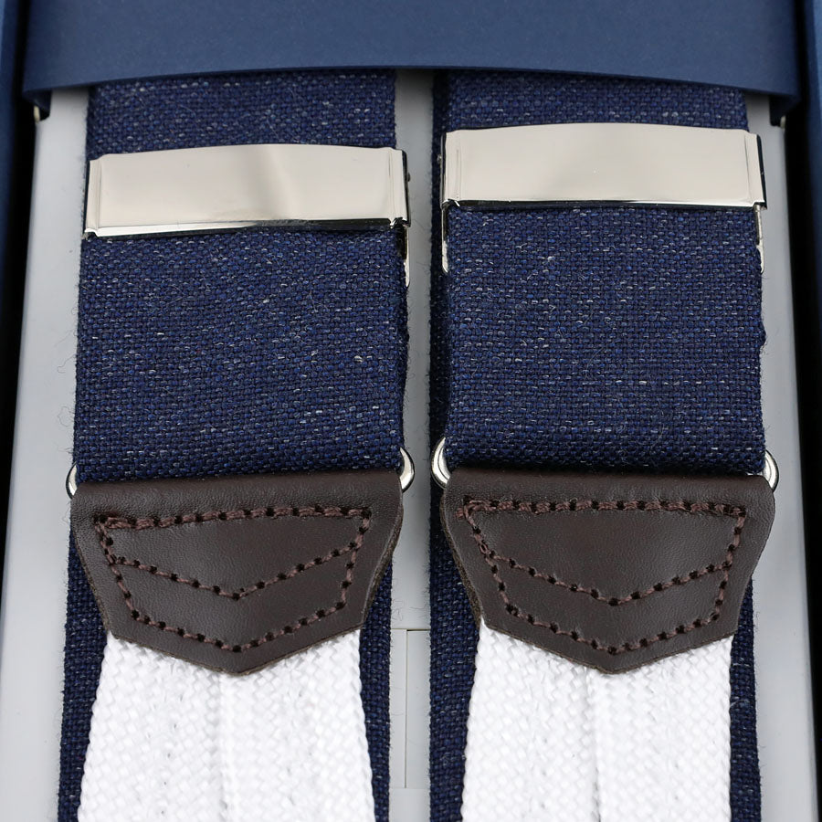 Maison Hellard Fresco Linen Braces -  Navy