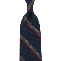 Striped Grossa Grenadine Silk Tie - Navy / Berry / Taupe