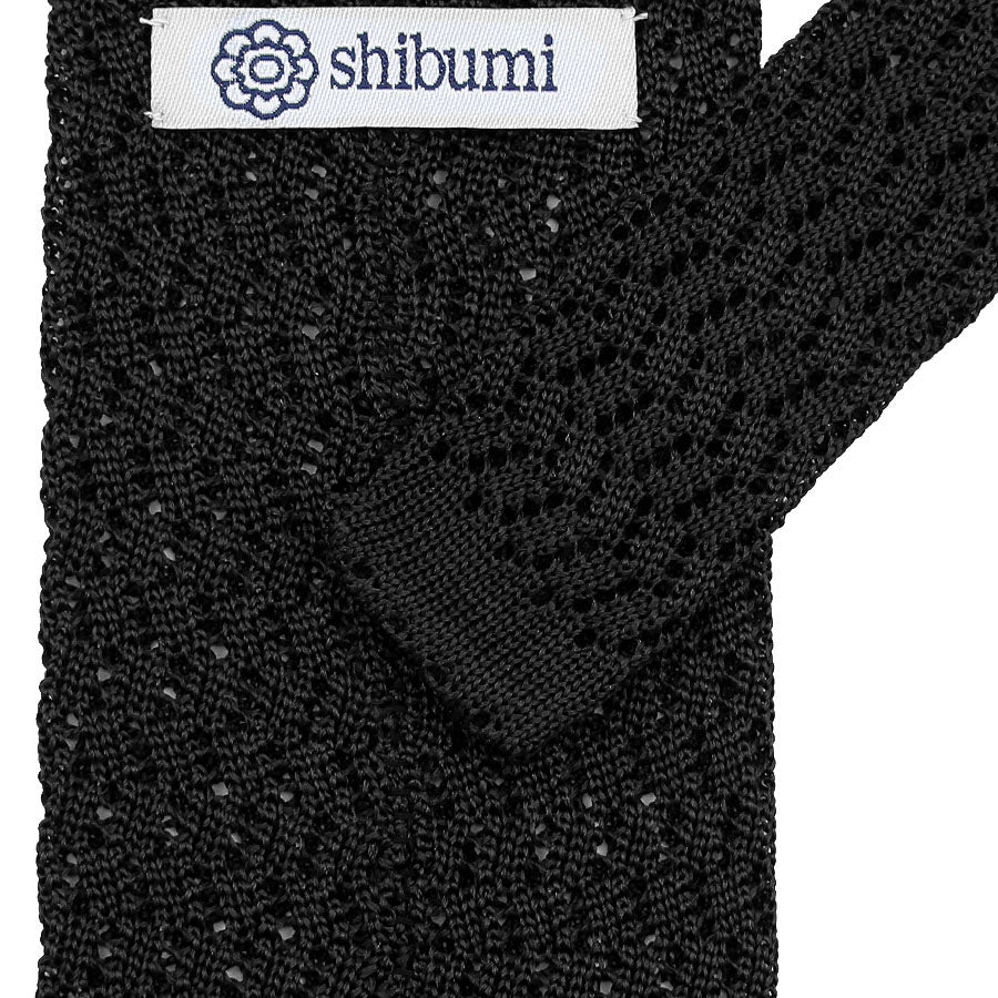 Zigzag Silk Knit Tie - Black