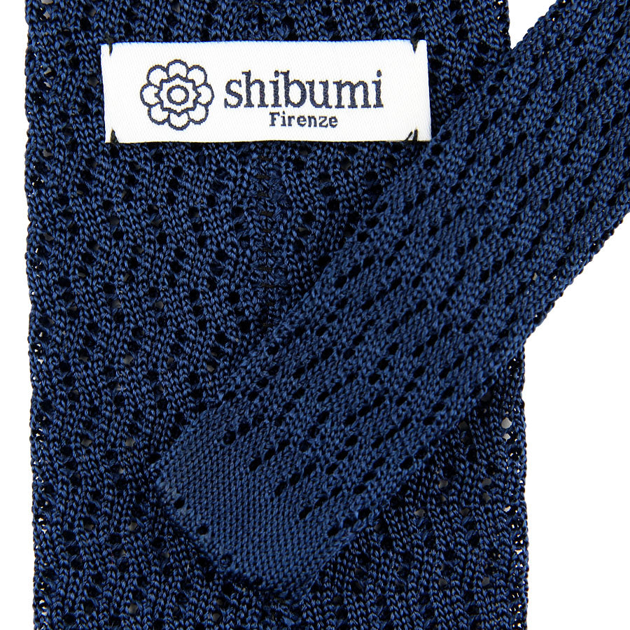 Zigzag Silk Knit Tie - Navy