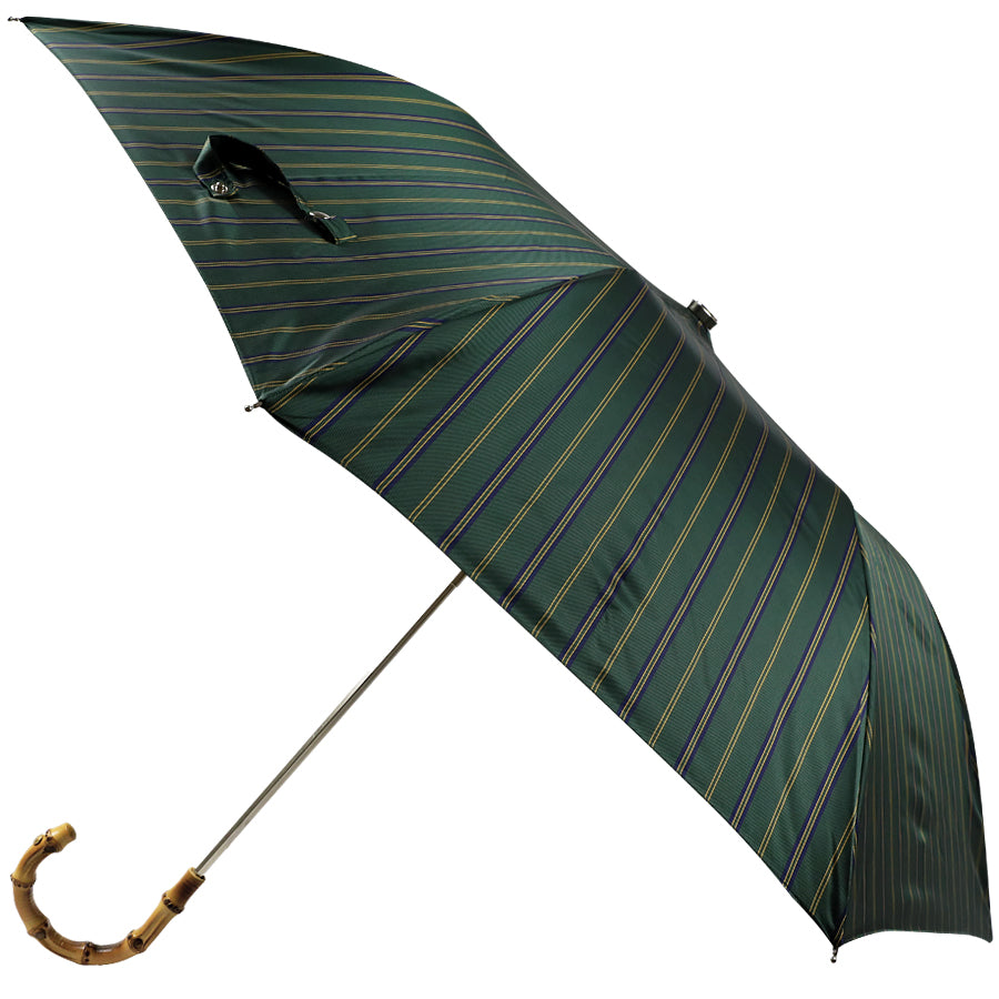 Shibumi x Mario Talarico Travel Umbrella Green Striped - Bamboo