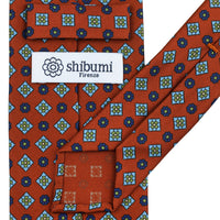 Floral Printed Silk Tie - Rust - Hand-Rolled