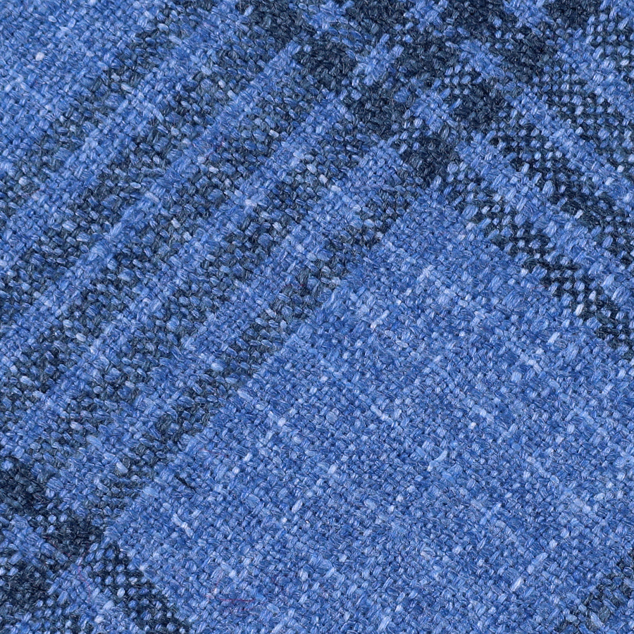 Checked Bespoke Cashmere / Silk Tie - Blue