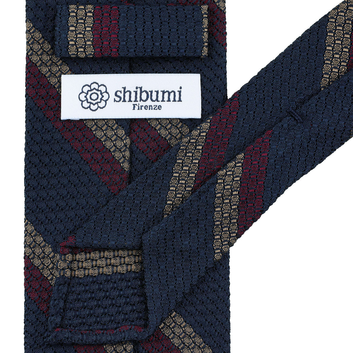 Striped Grossa Grenadine Silk Tie - Navy / Berry / Taupe