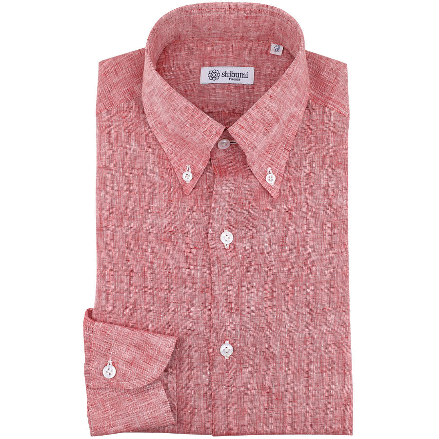 Linen Button-Down Shirt - Red