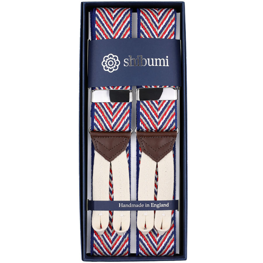 Striped Braces - Navy / Red / White