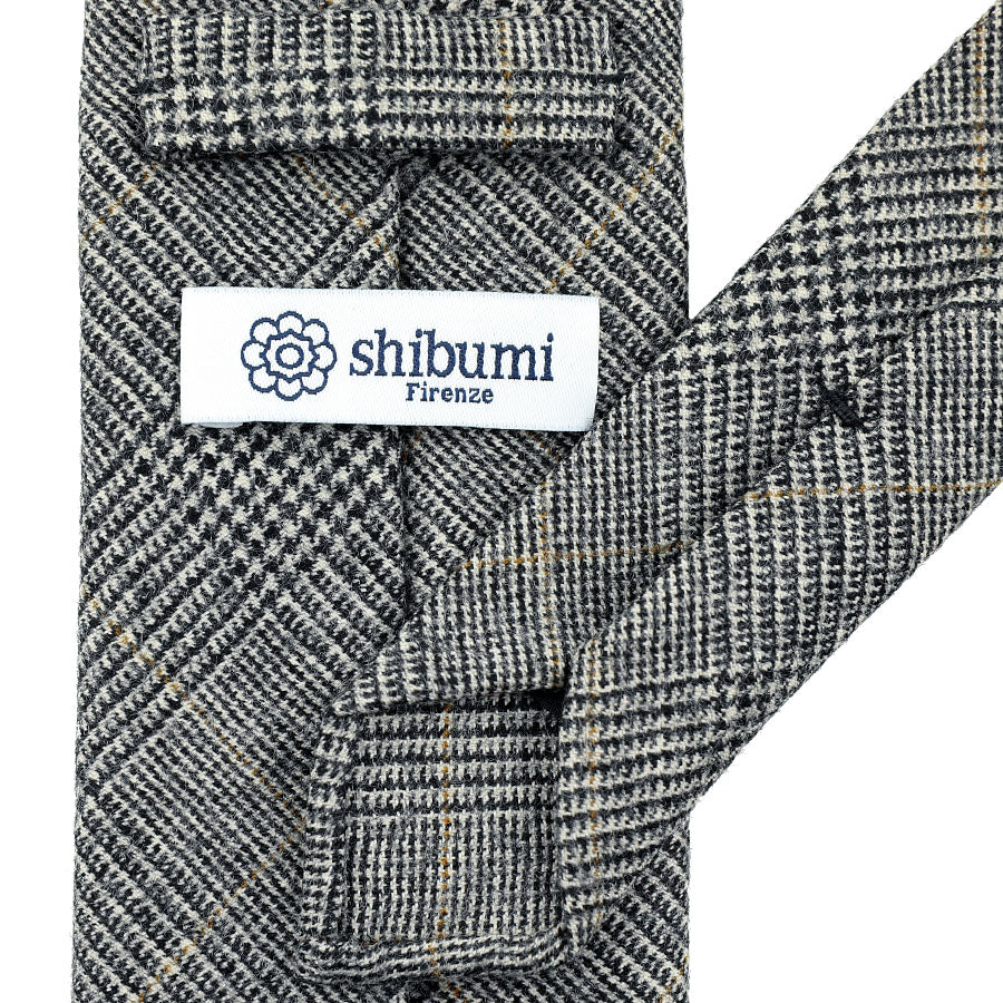 Glencheck Wool Tie - Grey - Hand-Rolled