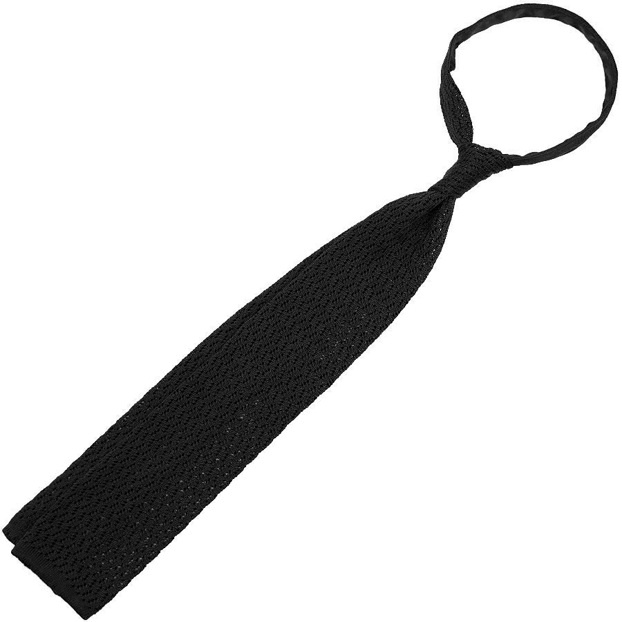 Zigzag Silk Knit Tie - Black