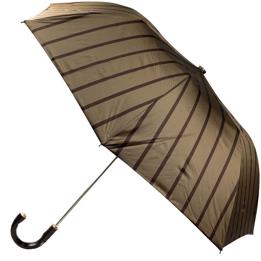 Shibumi x Mario Talarico Travel Umbrella Beige Striped - Chestnut