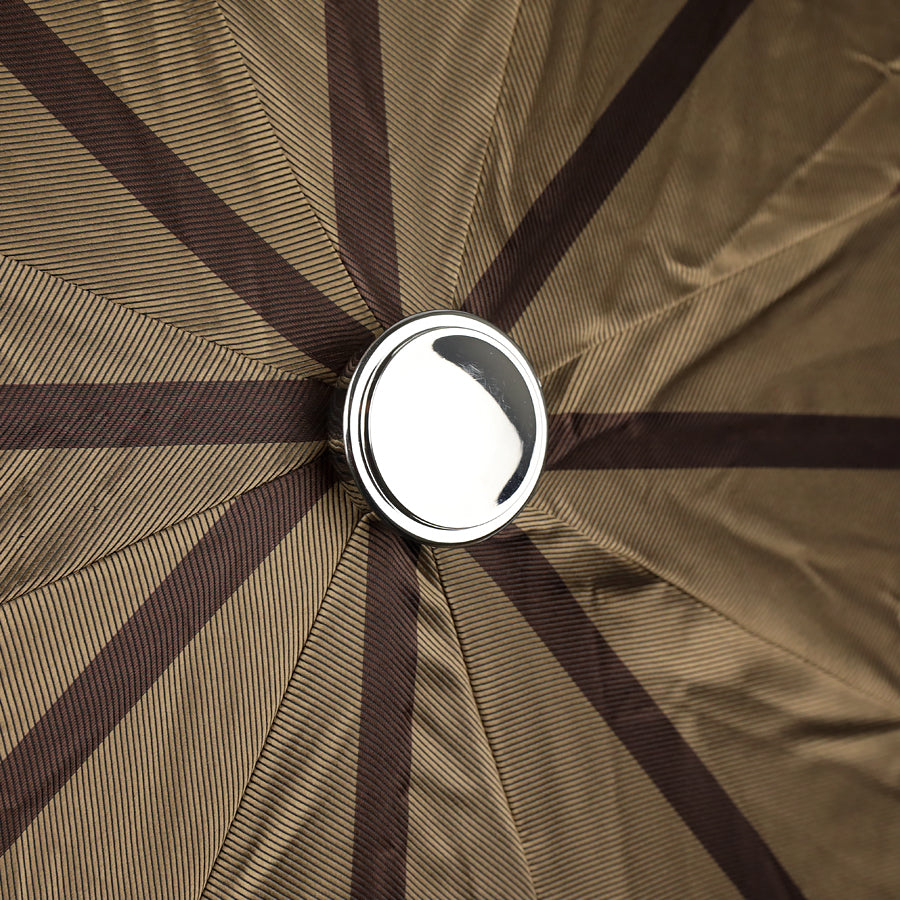 Shibumi x Mario Talarico Travel Umbrella Beige Striped - Chestnut
