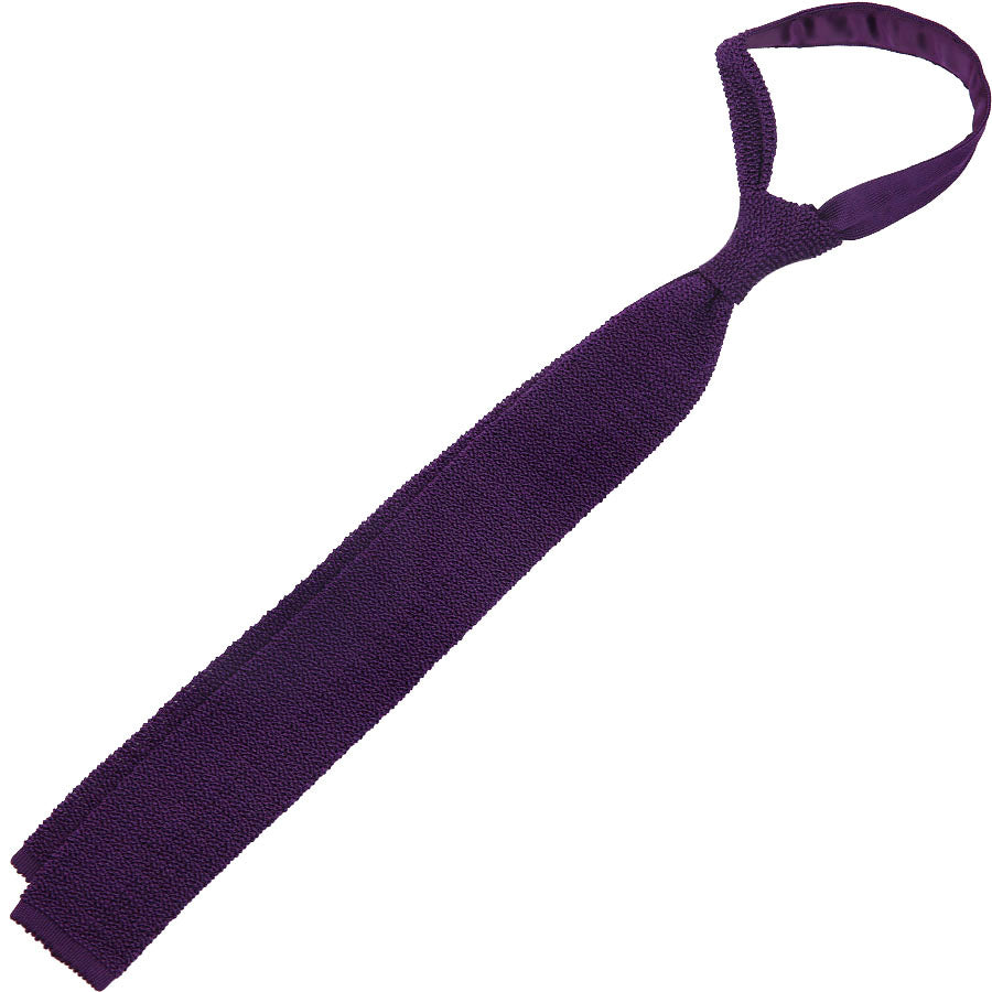 Crunchy Silk Knit Tie - Eggplant