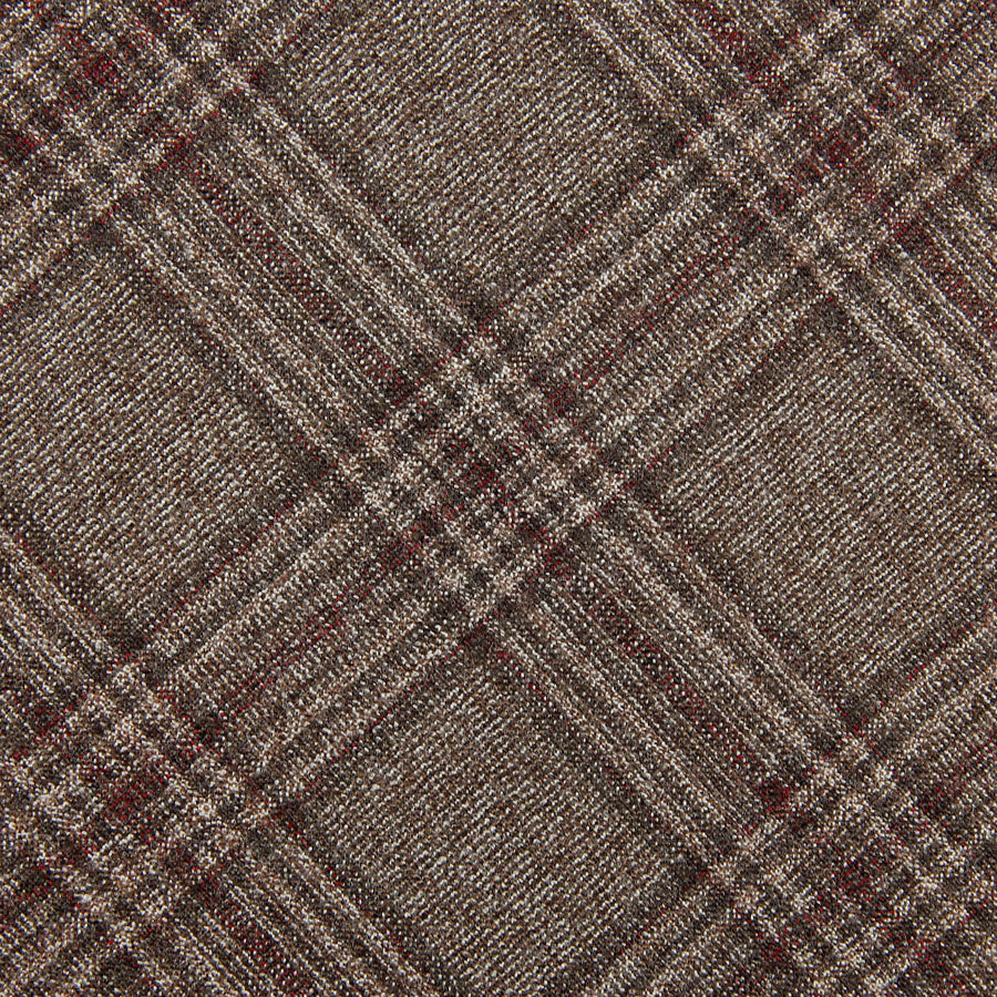 Checked Bespoke Wool Tie - Brown