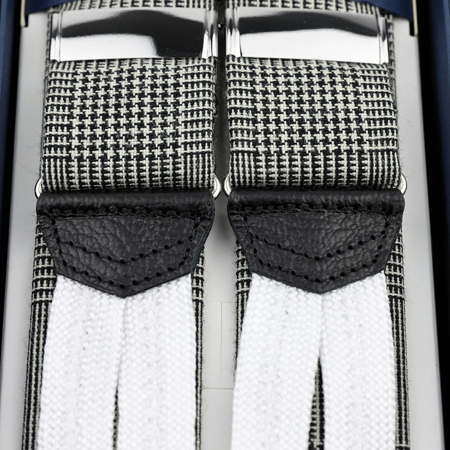 Hardy Minnis Glencheck Wool Braces - Black / White
