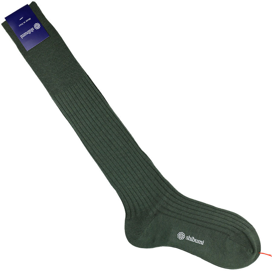 Knee Socks - Ribbed - Army - Wool