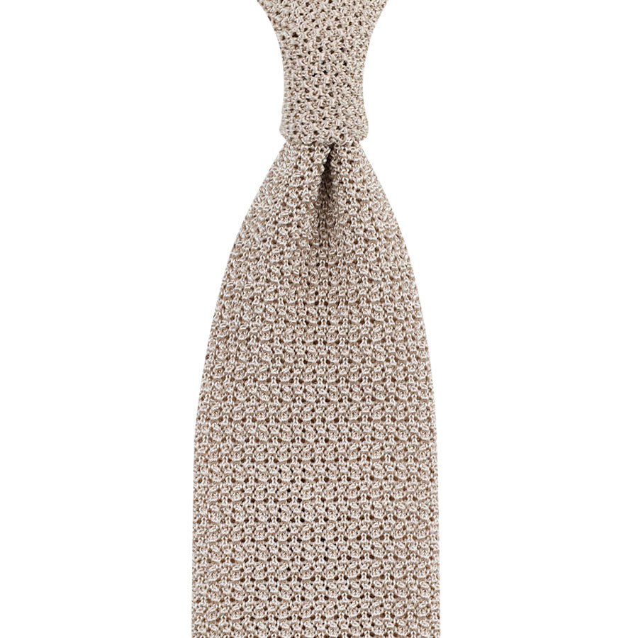 Crunchy Silk Knit Tie - Cream